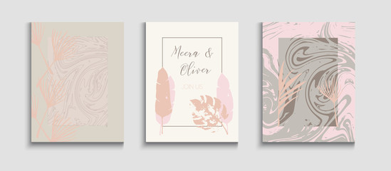 Abstract Retro Vector Cards Set. Hand Drawn Vintage Background. Minimal 