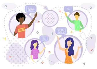 We are hiring or join our team trendy concept with happy colleagues, young specialists or coworkers  vector illustration. Business partnership or startup team bonded relationships.