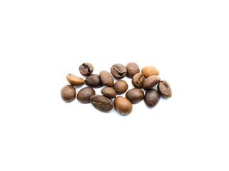 Roasted coffee beans on a white background cutout