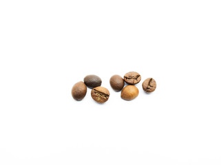 Roasted coffee beans on a white background cutout