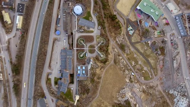 Aerial view of the splash water treatment plant in Helsinki Finland