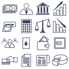 Vector illustration of icons on the theme of finance.