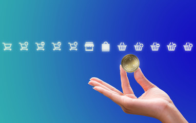 The handle holds a new silver coin. Trading and investment icon The third digit is added every...