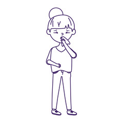 Woman with dry cough vector design