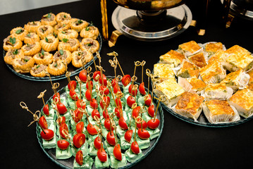 Many different meat canapes for the whole frame. Horizontal frame