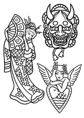 black and white cartoon illustration