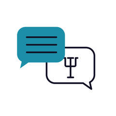 mental health concept, speech bubbles with psychology symbol icon, half color half line style
