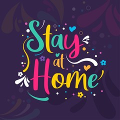 stay at home colorful card social media