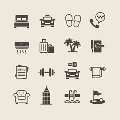 Hotel service vector icons set