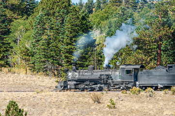 Steam Engine and Coal Car in the Mountain West USA 