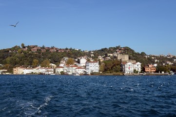 View of the Anatolian fortress on the banks of the Bosphorus in the Asian part of Istanbul