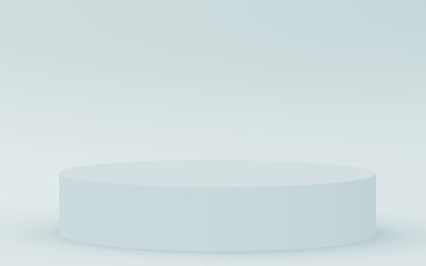 3d gray white bright cylinder podium minimal studio background. Abstract 3d geometric shape object illustration render.