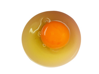 egg yolk on white background. (clipping path)