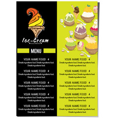 menu template Ice cream dessert restaurant brand design 