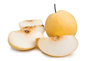 Chinese golden pears on white background. (clipping path)