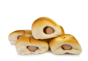 sausage in the dough on white background. (clipping path)