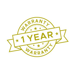 1 year warranty label logo flat icon