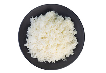 Jasmine cooked rice on white background. (clipping path)