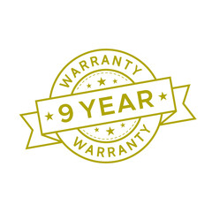 9 year warranty label logo flat icon