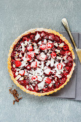 Raspberry chocolate tart