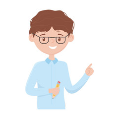 School boy with pencil vector design