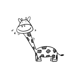 cute hand drawn doodle giraffe illustration with cartoon style