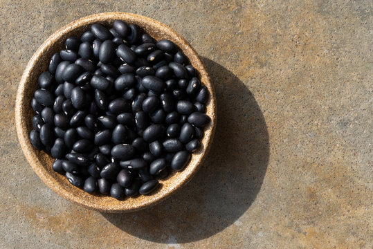 Uncooked Black Beans in a Bowl