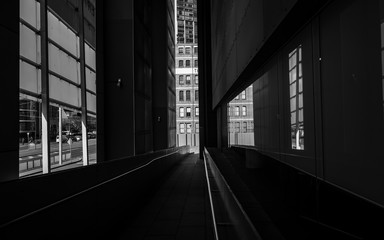 Black and white corridor