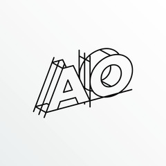 Initial Letter AO with Architecture Graphic Logo Design
