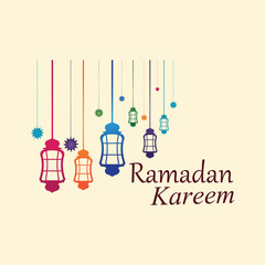Obraz premium Hanging Islamic Lantern Decorative Ramadan Kareem Background