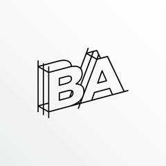 Initial Letter BA with Architecture Graphic Logo Design
