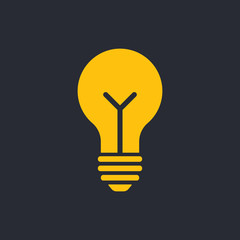 Light bulb icon. Symbol of idea. Solution and thinking concept simple illustration. Electric lamp flat style design.