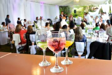 Cocktails with wedding background