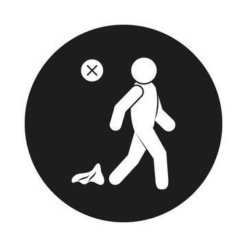 Covid 19 Preventions Concept, Pictogram Man Throwing A Paper In The Floor, Block Style