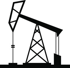 Oil pump rig silhouette vector icon. Oil pump symbol. Vector illustration.