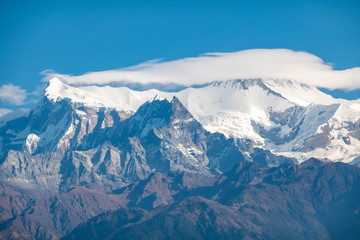 Fototapeta na wymiar The beauty of the snow covered mountains in Nepal.