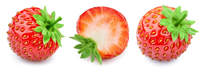 Fresh organic strawberry isolated on white