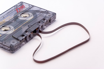 Audio compact cassette tape isolated on white