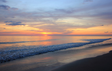 Fototapeta na wymiar Sea or beach on twilight sky and on the sunset for background.