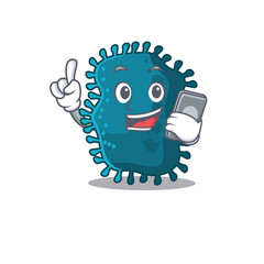 Clostridium cartoon in character speaking on phone