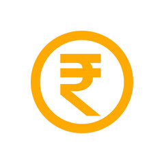 Obraz premium rupee currency coin orange for icon isolated on white, rupee money for app symbol, simple flat rupee money, currency digital rupee coin for financial concept