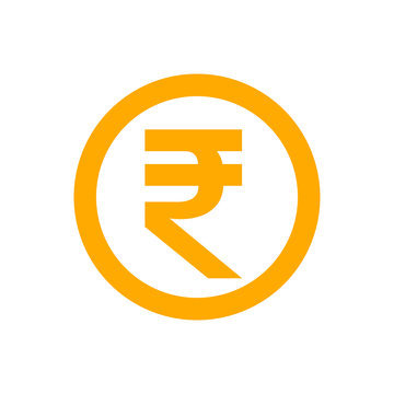rupee currency coin orange for icon isolated on white, rupee money for app symbol, simple flat rupee money, currency digital rupee coin for financial concept