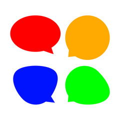 speech bubble for message talk for copy space text, colorful speech bubble isolated on white, label speech bubble red yellow blue and green, template dialog speech sign of communication
