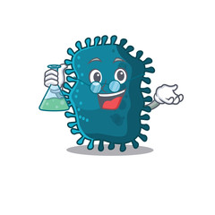 Clostridium smart Professor Cartoon design style working with glass tube