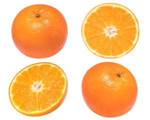 Fresh orange isolated on a white background, Mandarin orange with green leaf isolated on white background, clipping path.