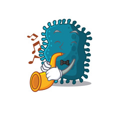 Talented musician of clostridium cartoon design playing a trumpet