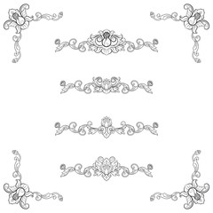 Classic Vitage Wedding Vector Ornaments frames Separator elements for Classic Vintage Wedding Invitation
