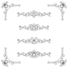 Classic Vitage Wedding Vector Ornaments frames Separator elements for Classic Vintage Wedding Invitation