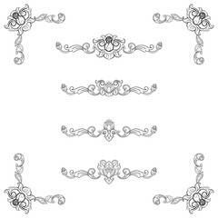 Classic Vitage Wedding Vector Ornaments frames Separator elements for Classic Vintage Wedding Invitation