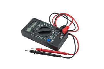 Digital multimeter on white background